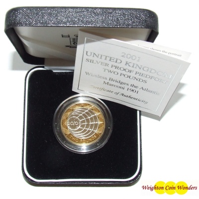 2001 Silver Proof PIEDFORT £2 - Marconi Commemorative - Click Image to Close